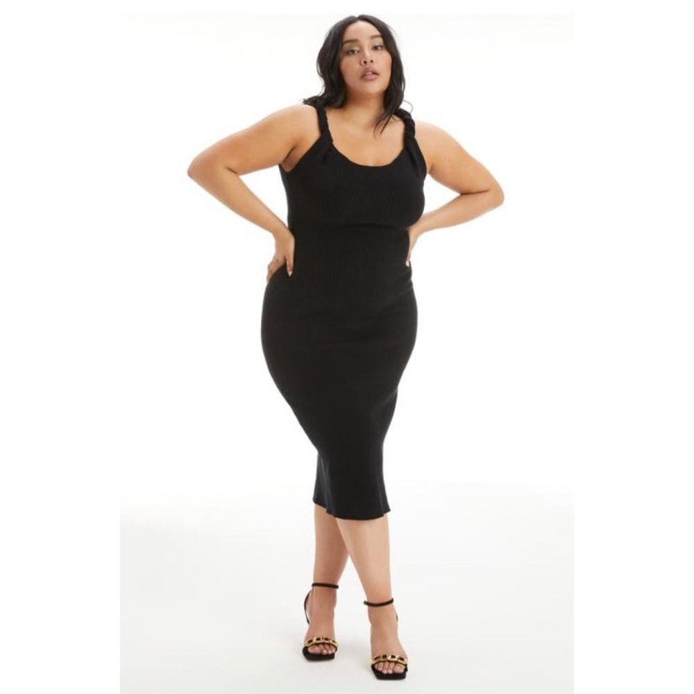 GOOD American Twist Strap Rib Midi Sweater Dress NWT Size 5/6 (2xl/3xl)